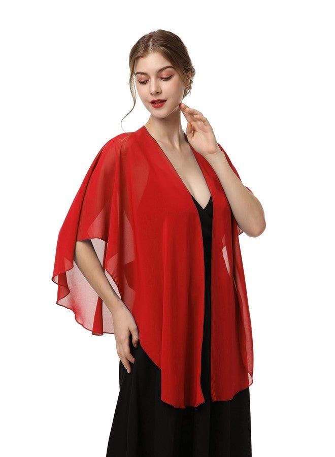 Hotshawl Womens Chiffon Shawls and Wraps, Wedding Party Shawl Scarf for Evening Dresses (Red) - Image 3